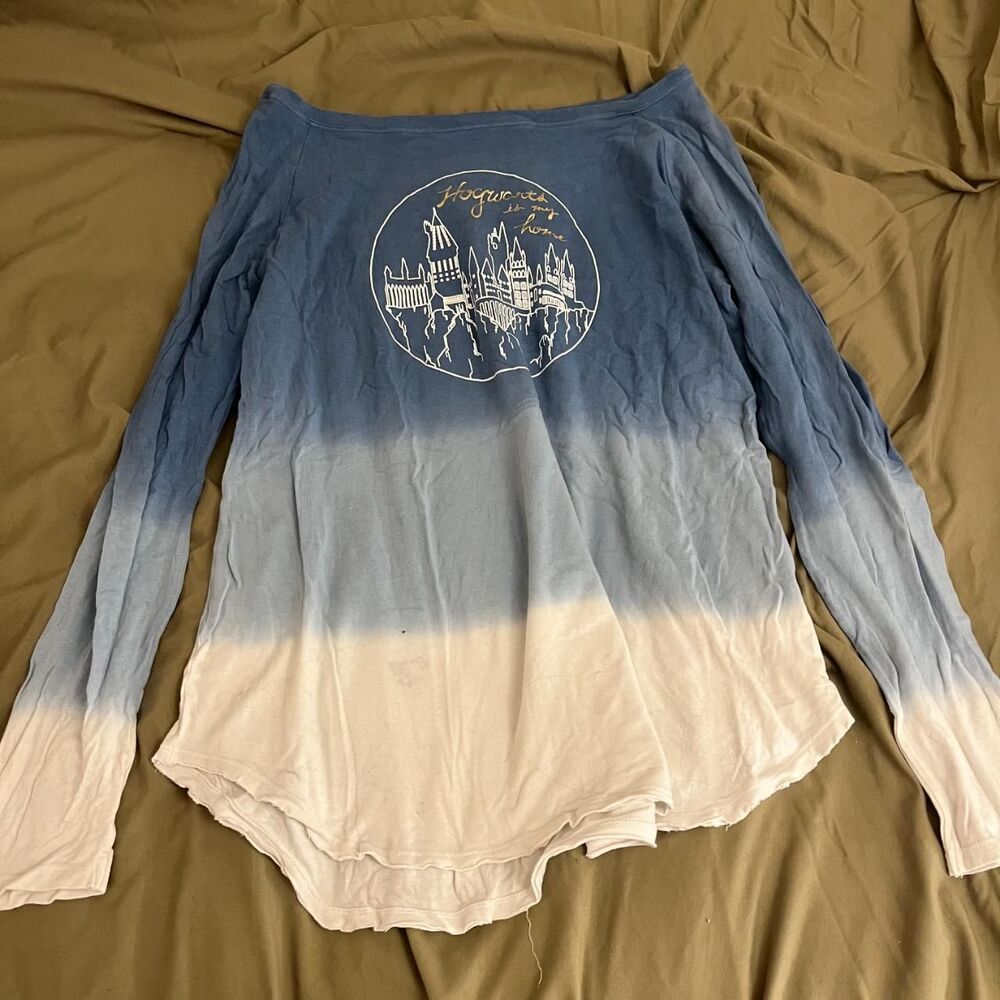 Harry-potter Women's Blue and White Shirt Size Medium